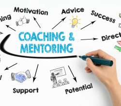 Coaching,And,Mentoring,Concept.,Chart,With,Keywords,And,Icons,On